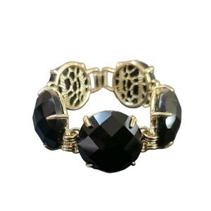 Kendra Scott Cassie Black Stone Gold Tone Statement Bracelet